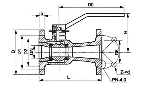 電動一體式高溫球閥外形尺寸