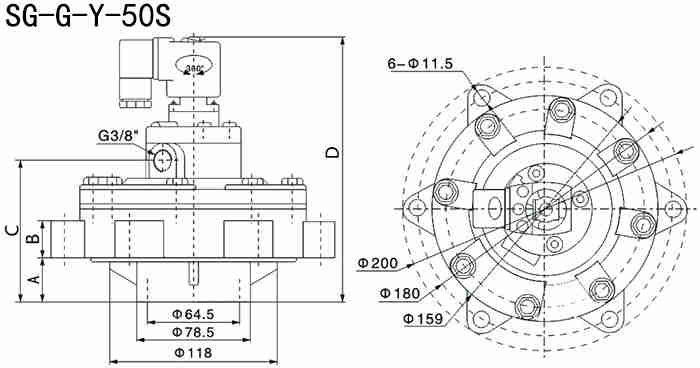 SG-G-Y-50S��ԭ���͛]ʽ�}�_�y�ߴ�