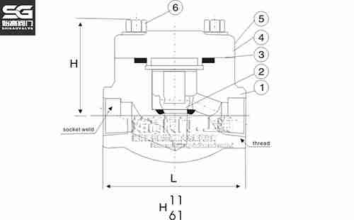 焊接鍛鋼止回閥尺寸圖 焊接鍛鋼止回閥尺寸圖